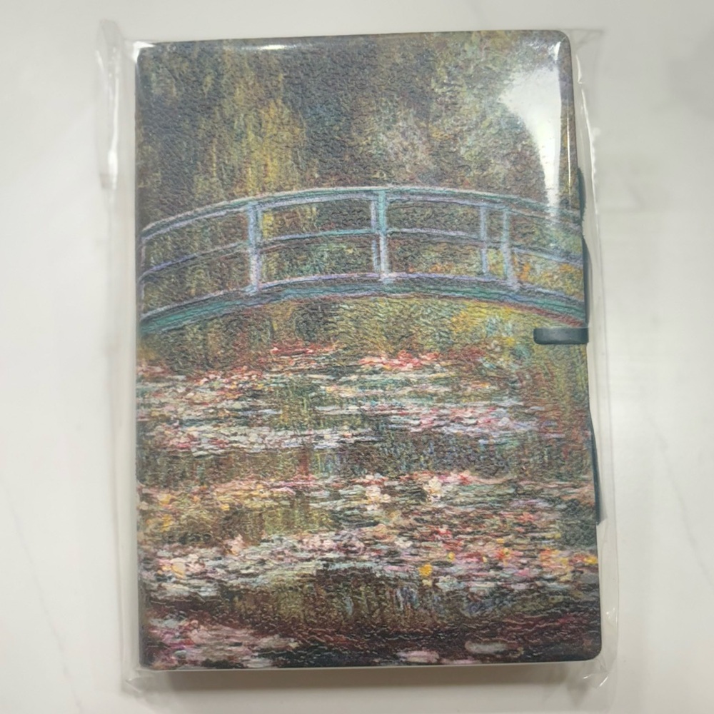 NWT Monet Bridge Over Pond of Water Lilies Leather Journal made in Italy